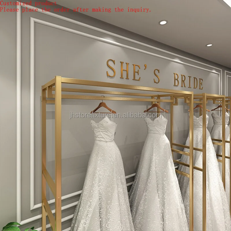 Wholesale Suit Wedding Dresses Stainless Steel Polished Electroplated Gold Luxury Wedding Dress Shop Shinny Golden Clothing Rack
Wholesale Suit Wedding Dresses Stainless Steel Polished Electroplated Gold Luxury Wedding Dress Shop Shinny Golden Clothing Rack
