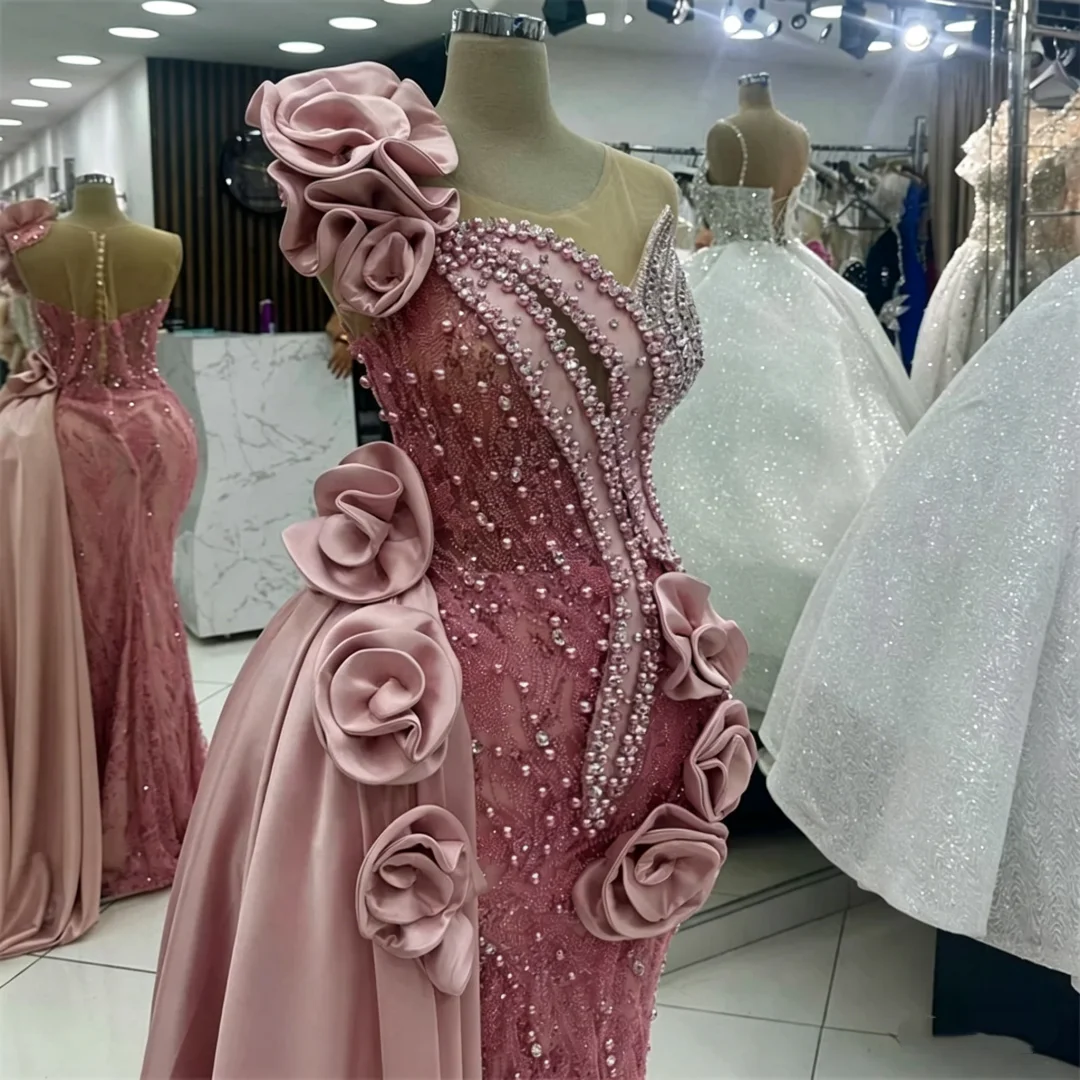 Exquisite Pearls Mermaid Prom Dresses Hand Made Flowers Sleeveless Evening Gowns Beaded Vestidos De Novia Customized
Exquisite Pearls Mermaid Prom Dresses Hand Made Flowers Sleeveless Evening Gowns Beaded Vestidos De Novia Customized