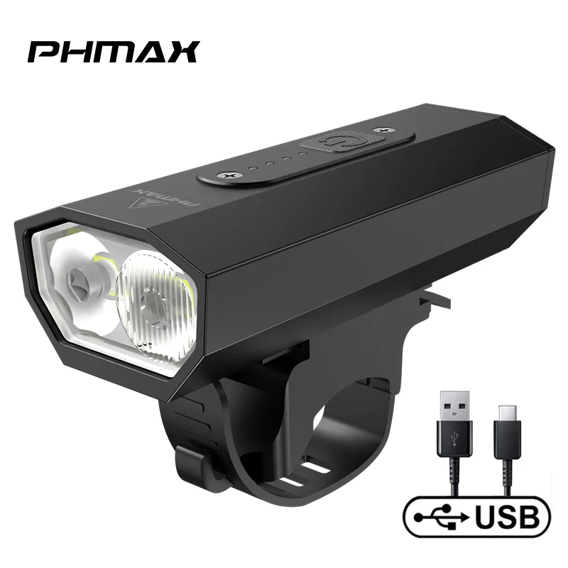 PHMAX Front Bicycle Light USB Rechargeable Bike Headlight 1500 Lumens Waterproof Aluminum Mountain Bike Flashlight
PHMAX Front Bicycle Light USB Rechargeable Bike Headlight 1500 Lumens Waterproof Aluminum Mountain Bike Flashlight