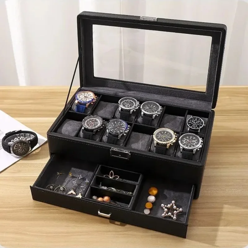 Leather Watch Storage Box Multifunctional Jewelry Organizer Boxes Black Portable Wrist Watches Jewelry Display Packaging Case
Leather Watch Storage Box Multifunctional Jewelry Organizer Boxes Black Portable Wrist Watches Jewelry Display Packaging Case