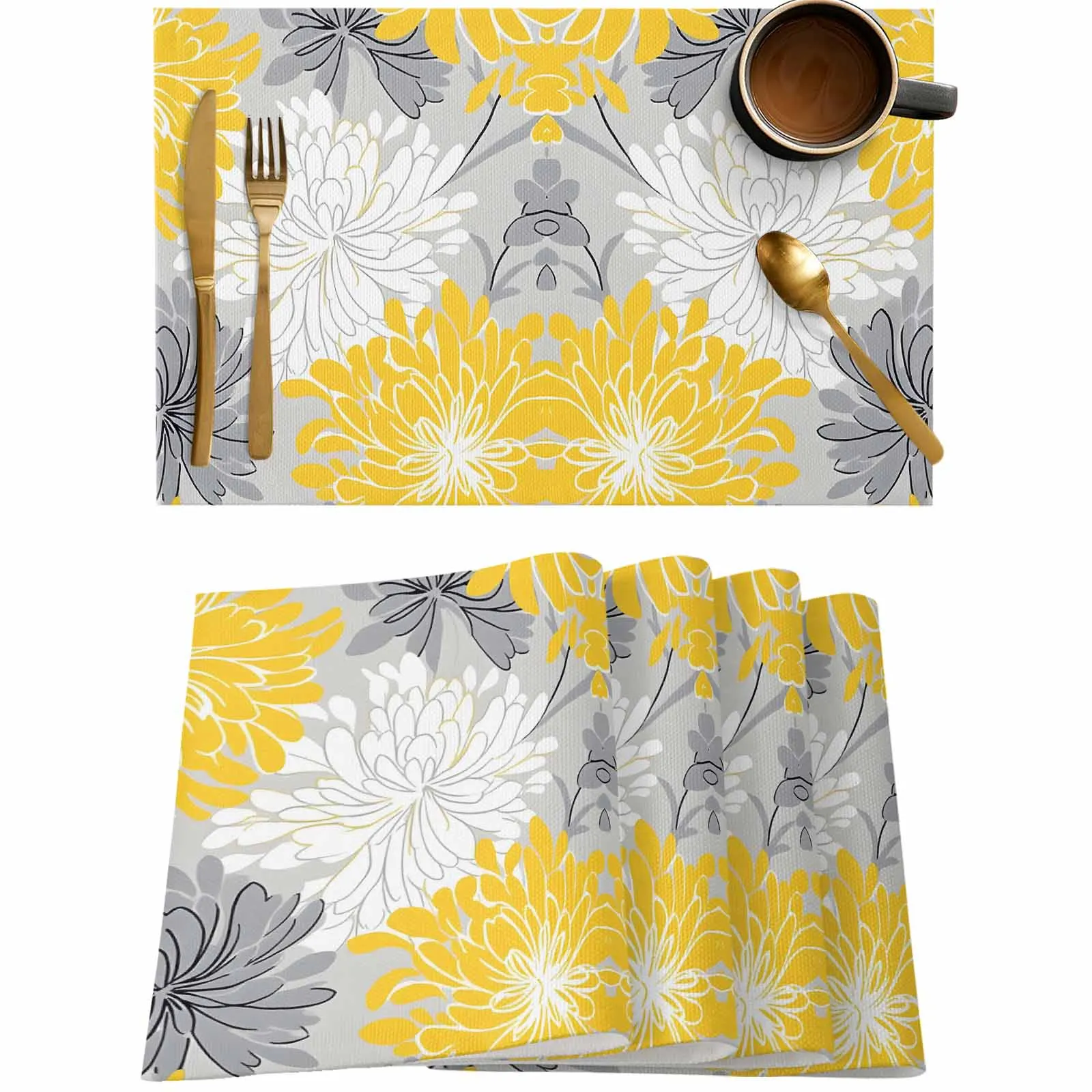 Modernism Spring Yellow Dahlia Flowers Kitchen Tableware Cup Bottle Placemat Coffee Pads 4/6pcs Desktop Mats
Modernism Spring Yellow Dahlia Flowers Kitchen Tableware Cup Bottle Placemat Coffee Pads 4/6pcs Desktop Mats