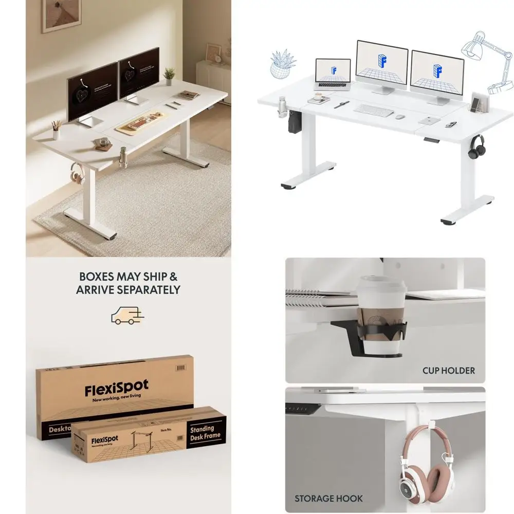 Large 71x32 Inch Electric Standing Desk with Cable Management, Spacious Desk Surface, Cup Holder & Hook, White
Large 71x32 Inch Electric Standing Desk with Cable Management, Spacious Desk Surface, Cup Holder & Hook, White