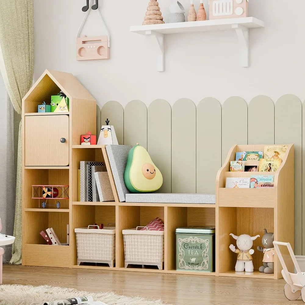 Kids Reading Nook with Bench - Bookshelf & Bookcase with Seat Cushion, 7 Open Storage Cubbies, 3-Tier File Organizers, Toy Stor
Kids Reading Nook with Bench - Bookshelf & Bookcase with Seat Cushion, 7 Open Storage Cubbies, 3-Tier File Organizers, Toy Stor