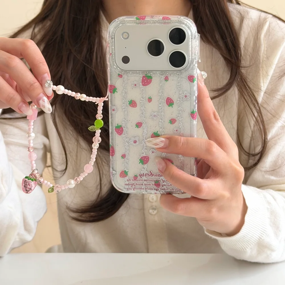 INS Cute Strawberry Glitter Protective Case with Chain for iPhone 17 16 Pro 16 15 Pro Max 14 13 Soft Transparent Shockproof Case
INS Cute Strawberry Glitter Protective Case with Chain for iPhone 17 16 Pro 16 15 Pro Max 14 13 Soft Transparent Shockproof Case