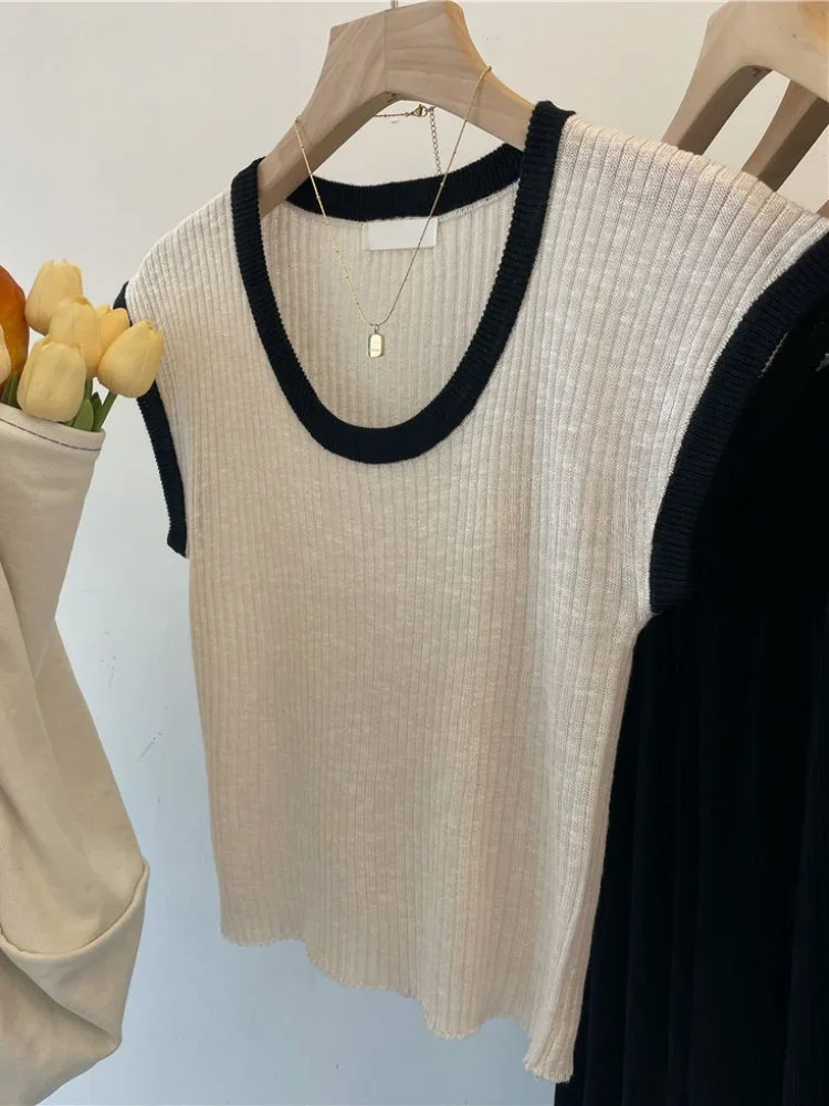 Шикарный свитер со вставками, жилеты, женские тонкие винтажные с круглым вырезом, нежные укороченные для отдыха, корейский стиль, офисные женские классические трикотажные изделия, летние
Шикарный свитер со вставками, жилеты, женские тонкие винтажные с круглым вырезом, нежные укороченные для отдыха, корейский стиль, офисные женские классические трикотажные изделия, летние