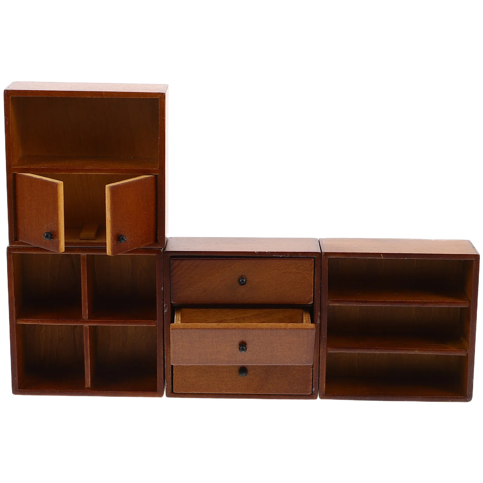 4Pcs Walnut Color Miniature Wooden Cabinet Set Realistic Dollhouse Furniture for Micro Landscape Storage Rack Accessories
4Pcs Walnut Color Miniature Wooden Cabinet Set Realistic Dollhouse Furniture for Micro Landscape Storage Rack Accessories