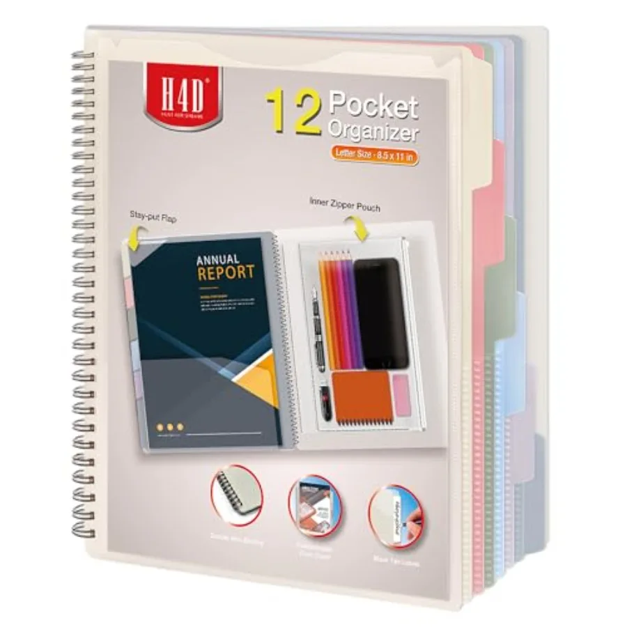 12 Pocket Spiral Multi Pocket Folder Poly Project Organizer
12 Pocket Spiral Multi Pocket Folder Poly Project Organizer