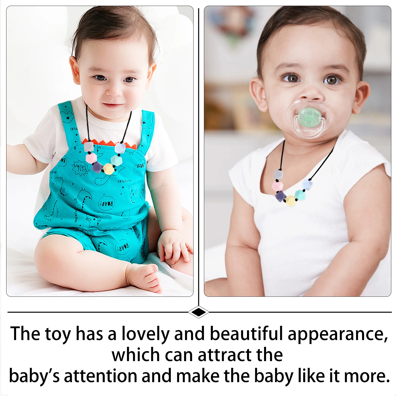 Newborn Teething Necklace Silicone Beads Nursing Chewable Teether Safe Durable Attractive Practical Baby Teething Necklace
Newborn Teething Necklace Silicone Beads Nursing Chewable Teether Safe Durable Attractive Practical Baby Teething Necklace