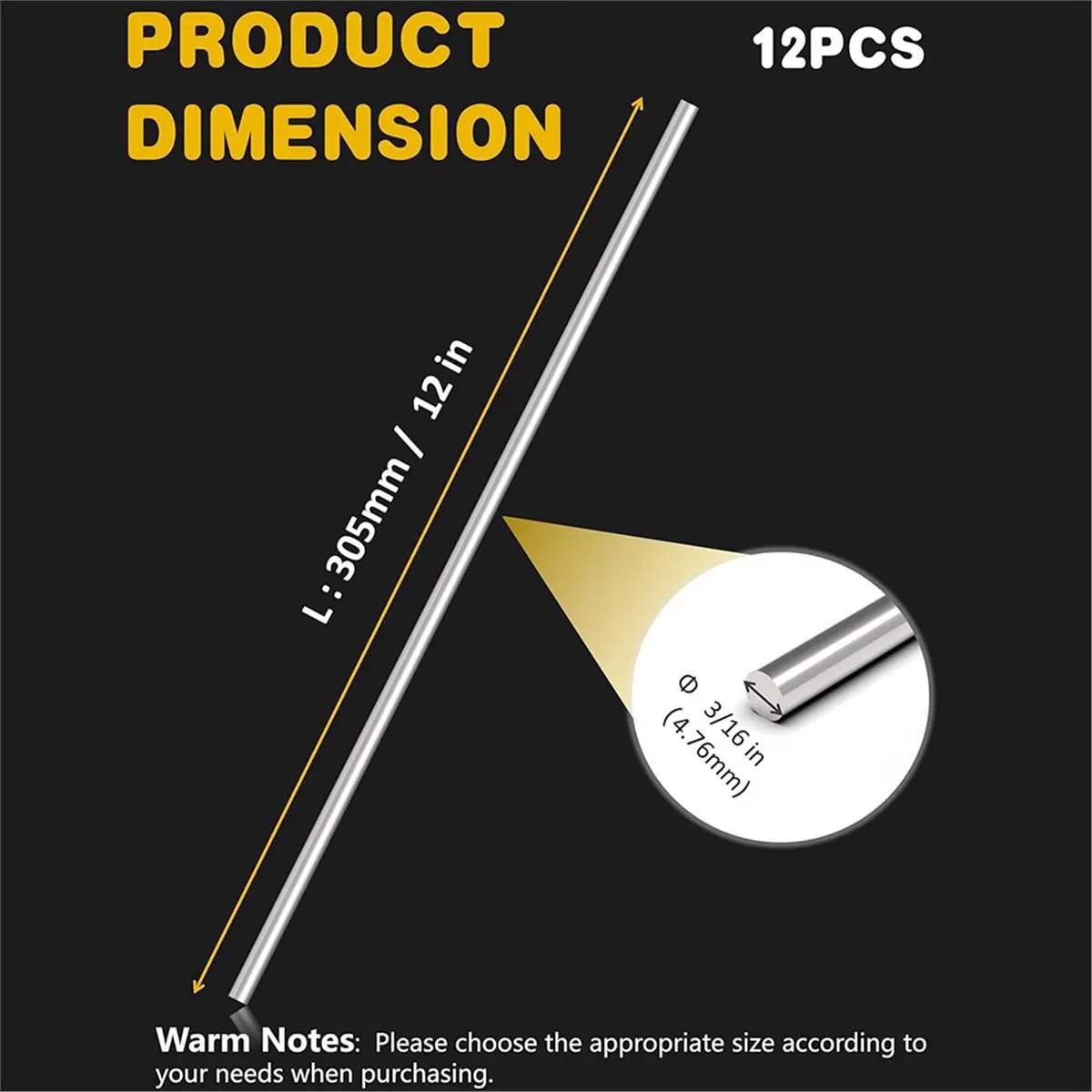 ABPP 12Pcs 3 mm X 300 mm Stainless Steel Round Rod, Metal Shaft, Stainless Steel Smooth Rods for Industry, Metal Working
ABPP 12Pcs 3 mm X 300 mm Stainless Steel Round Rod, Metal Shaft, Stainless Steel Smooth Rods for Industry, Metal Working