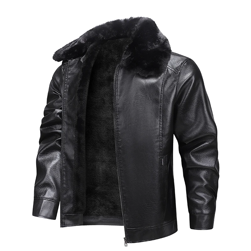 Plush Thickened Faux Leather Jacket Men's Fur Collar Jacket Windproof Waterproof Business Jacket Winter motorcycle jacket
Plush Thickened Faux Leather Jacket Men's Fur Collar Jacket Windproof Waterproof Business Jacket Winter motorcycle jacket