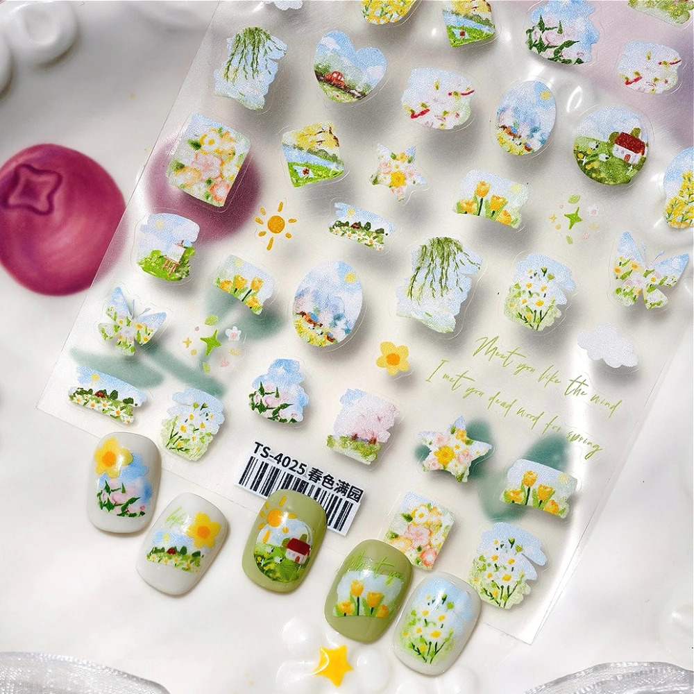 Hand Painted Tulip Daisy Willows Landscape Painting 3D Nail Art Stickers Colorful Flowers 5D Reliefs Manicure Decals Wholesale
Hand Painted Tulip Daisy Willows Landscape Painting 3D Nail Art Stickers Colorful Flowers 5D Reliefs Manicure Decals Wholesale