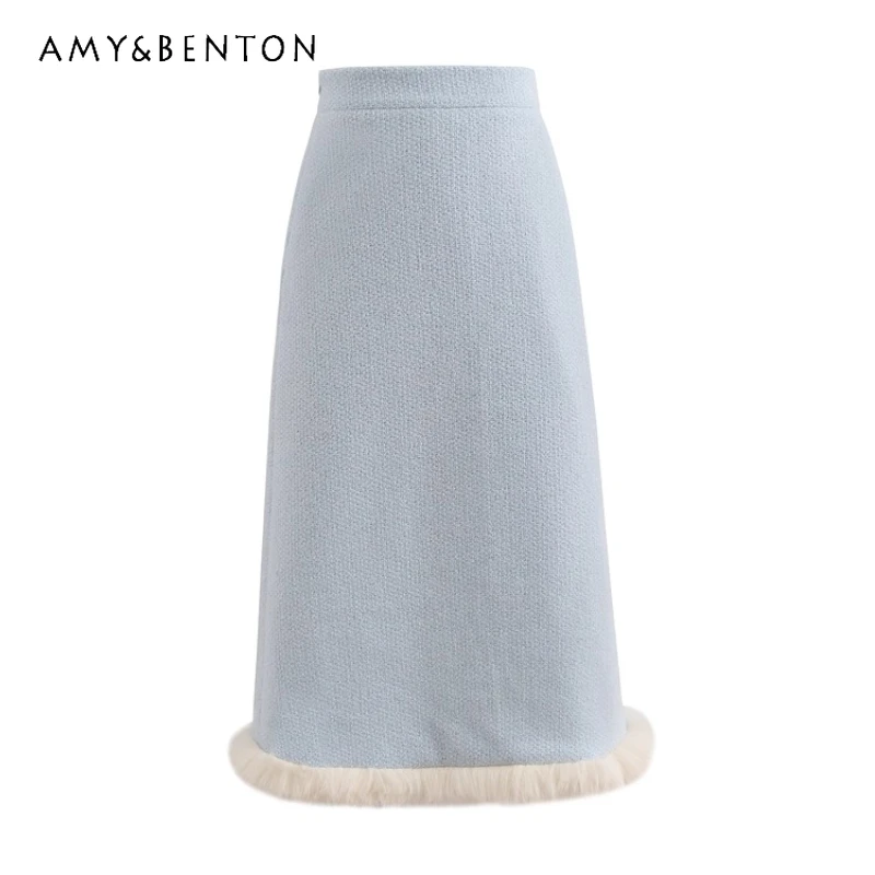 French Design Sweet Cute Solid Color Versatile High Waist Women's Skirt 2025 Winter Plush Edge Slimming A-line Skirts Ladies
French Design Sweet Cute Solid Color Versatile High Waist Women's Skirt 2025 Winter Plush Edge Slimming A-line Skirts Ladies