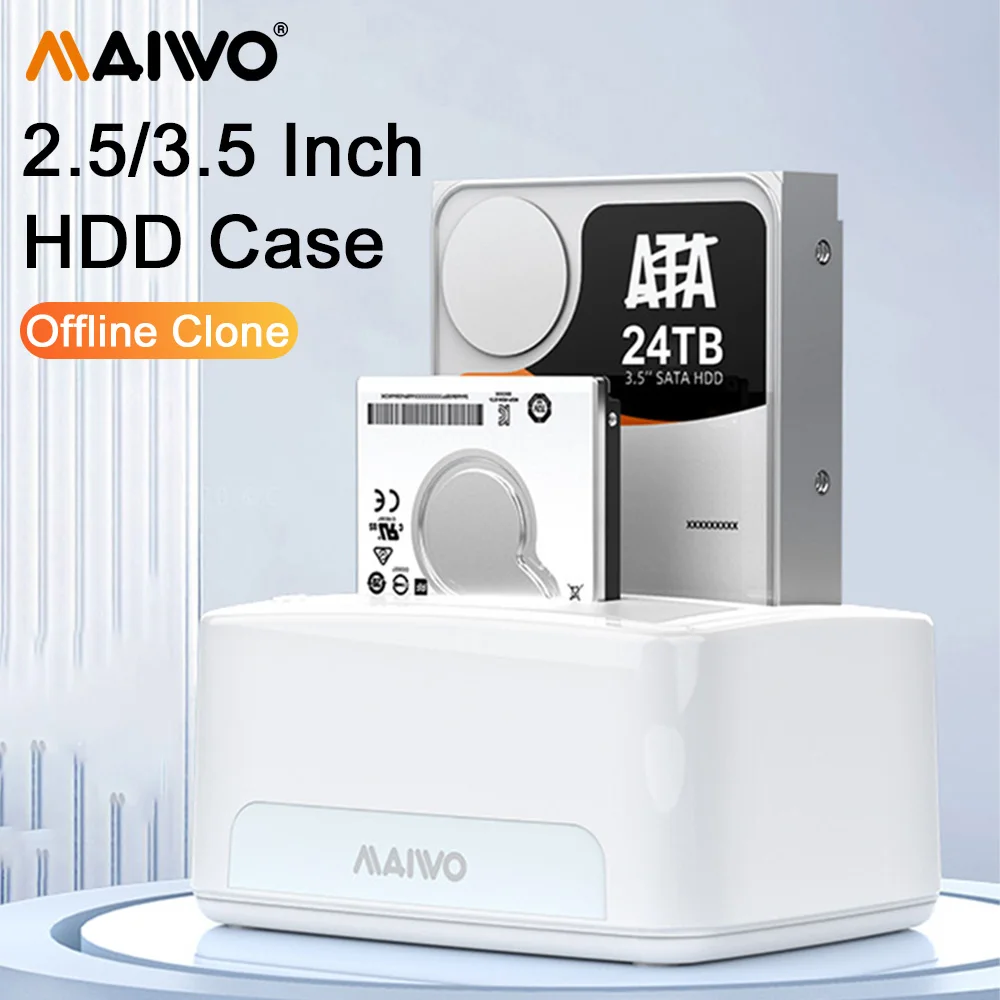MAIWO Dual-Bay 2.5/3.5 Inch HDD Case USB3.0 to SATA External Hard Drive Enclosure for 2.5''3.5'' SATA HDD SSD with Offline Clone
MAIWO Dual-Bay 2.5/3.5 Inch HDD Case USB3.0 to SATA External Hard Drive Enclosure for 2.5''3.5'' SATA HDD SSD with Offline Clone