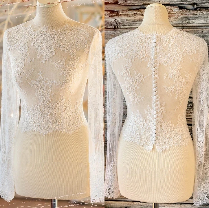 Customized Wedding Jacket Lace Full Sleeves with Buttons Bride Boleros Bridal Capes Women Formal Party Shrug Shawl
Customized Wedding Jacket Lace Full Sleeves with Buttons Bride Boleros Bridal Capes Women Formal Party Shrug Shawl