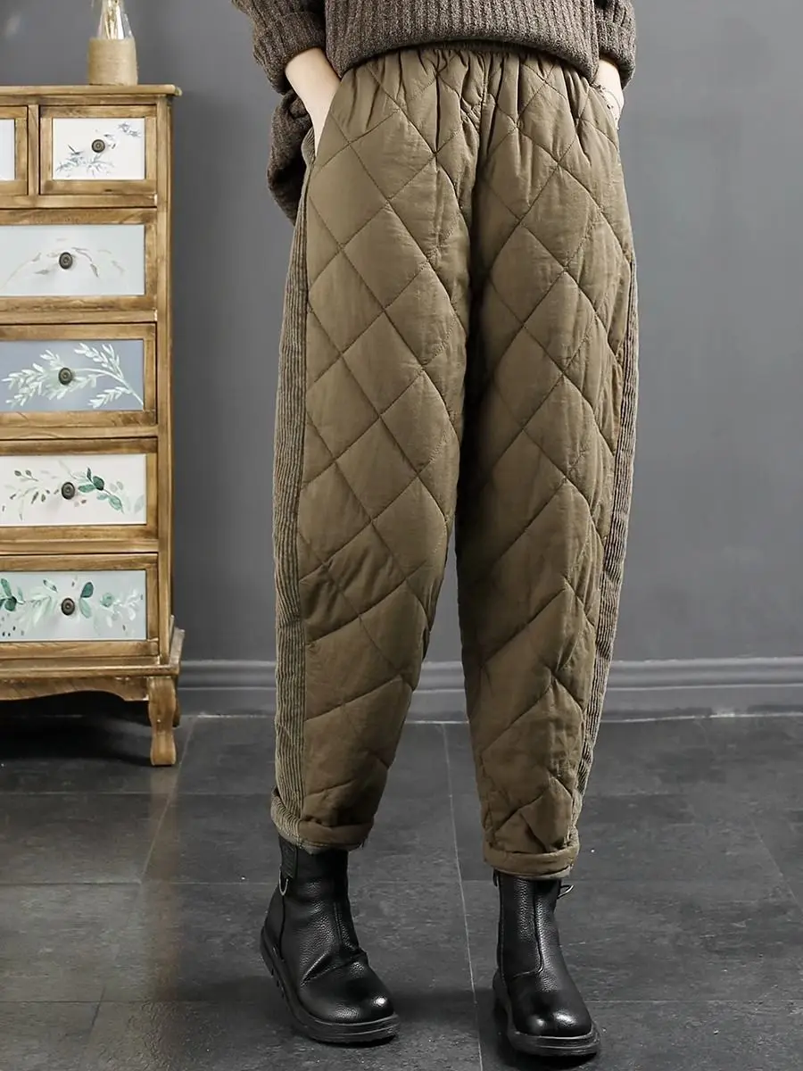 Retro Artistic Women's Winter Thickened Fleece Lined down Cotton Pants High Waist Long Straight Leg Diamond Grid Pattern
Retro Artistic Women's Winter Thickened Fleece Lined down Cotton Pants High Waist Long Straight Leg Diamond Grid Pattern