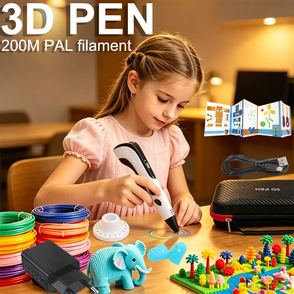3D Pen For Kids with Power Adapter 20/30 Color PLA Filament, 3D Printing Pen, 3D Creative Toy Kids DIY Gift with Carrying Case
3D Pen For Kids with Power Adapter 20/30 Color PLA Filament, 3D Printing Pen, 3D Creative Toy Kids DIY Gift with Carrying Case