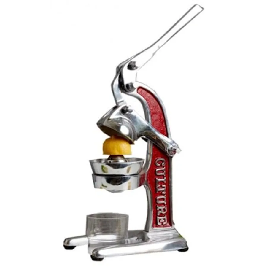 Small handcrafted Mexican manual citrus juicer for limes lemons and oranges, made from 100 recycled aluminium, red color, ergon
Small handcrafted Mexican manual citrus juicer for limes lemons and oranges, made from 100 recycled aluminium, red color, ergon