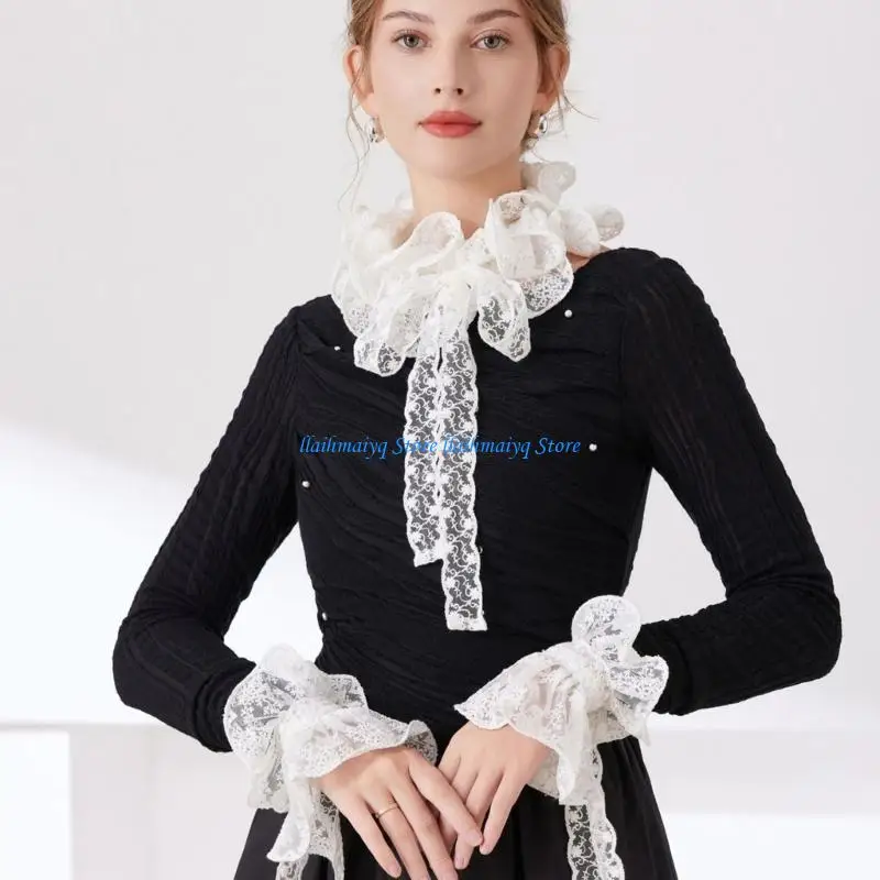 573B Detachable Collar Sleeves Decorative Armwear Neckpiece Ruffle Lace Design Accessory For Women Girl Clothing Enhancer
573B Detachable Collar Sleeves Decorative Armwear Neckpiece Ruffle Lace Design Accessory For Women Girl Clothing Enhancer