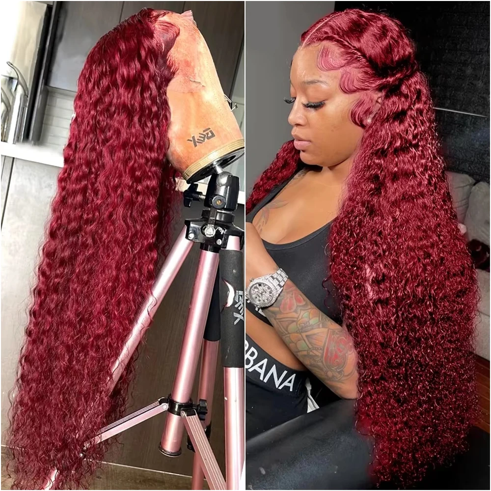 30 40 Inch Deep Wave 99J Burgundy 13x6 HD Lace Front Human Hair Wigs Curly 13x4 Lace Frontal Wig Brazilian For Women 200 Density
30 40 Inch Deep Wave 99J Burgundy 13x6 HD Lace Front Human Hair Wigs Curly 13x4 Lace Frontal Wig Brazilian For Women 200 Density