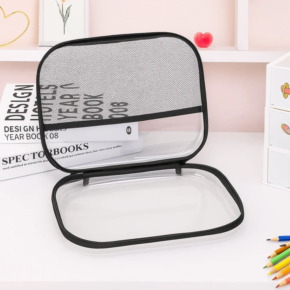 Большая вместительная прозрачная сетчатая сумка для хранения из ПВХ, сумка на молнии, водонепроницаемая сумка для хранения макияжа, повседневная портативная сумка
Большая вместительная прозрачная сетчатая сумка для хранения из ПВХ, сумка на молнии, водонепроницаемая сумка для хранения макияжа, повседневная портативная сумка