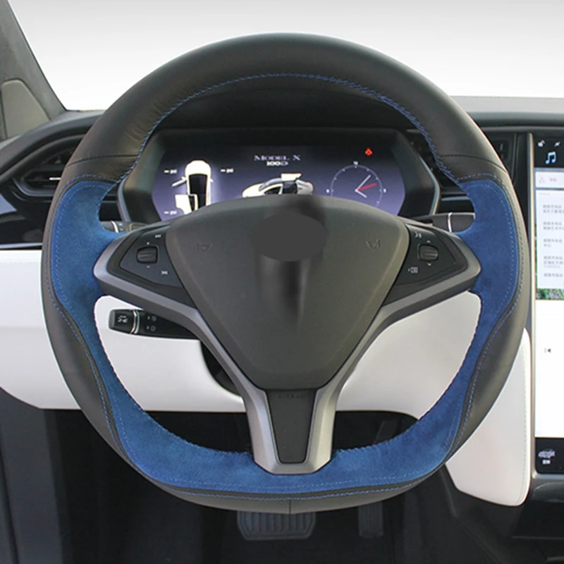 Black Genuine Leather Suede Car Steering Wheel Cover For Tesla Model S Model X
Black Genuine Leather Suede Car Steering Wheel Cover For Tesla Model S Model X
