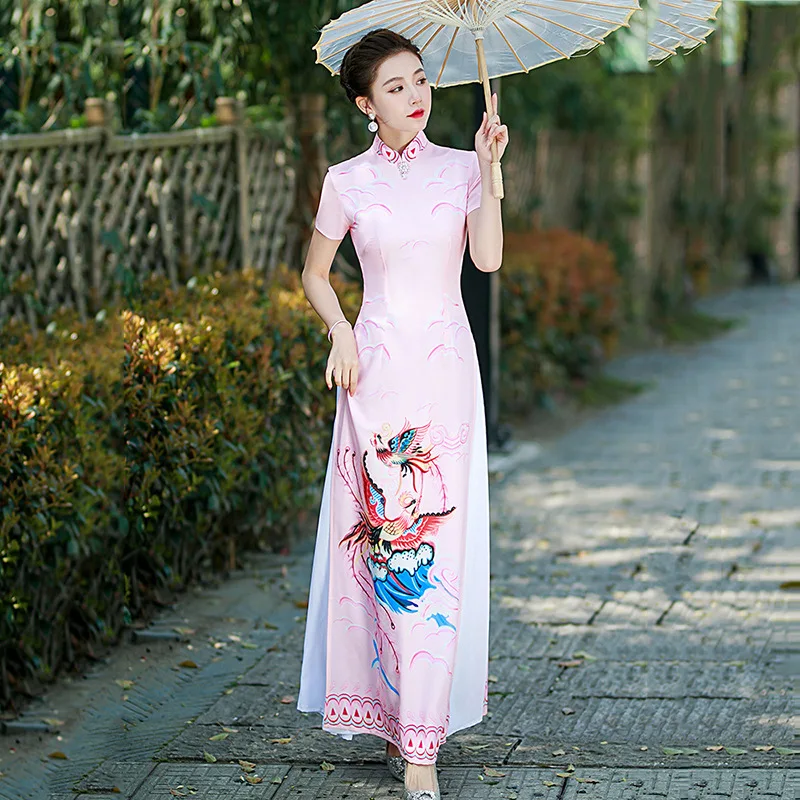 2024 Ao Dai Qipao Stage Show Cheongsam Chiffon Print Cheongsams Elegant Women Chinese Style Dresses Improve Performance Costumes
2024 Ao Dai Qipao Stage Show Cheongsam Chiffon Print Cheongsams Elegant Women Chinese Style Dresses Improve Performance Costumes