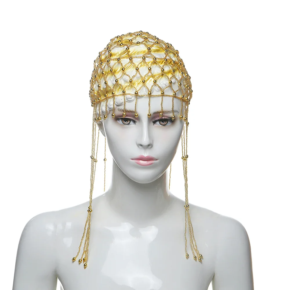Middle Eastern style fringed rice bead hat hair accessories veil headgear glass bead belt mesh jewelry bride headdress
Middle Eastern style fringed rice bead hat hair accessories veil headgear glass bead belt mesh jewelry bride headdress