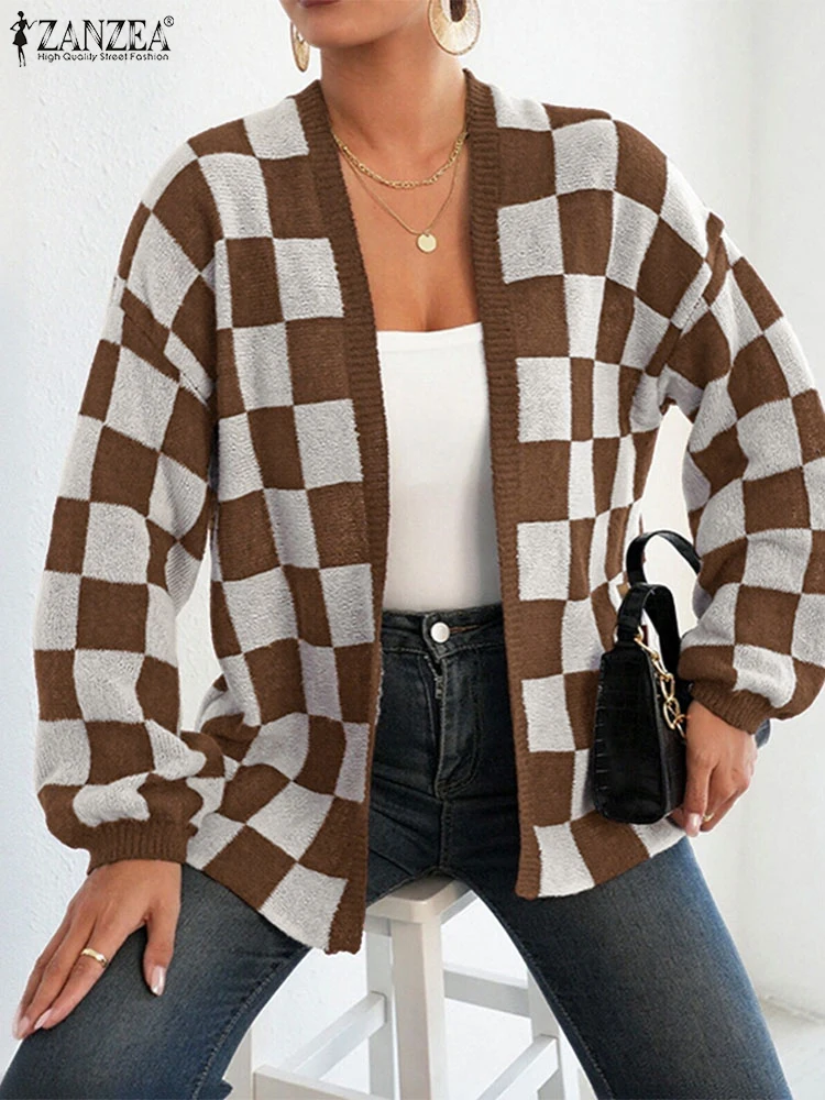 ZANZEA Vintage Checked Cardigan Sweaters Women Stylish Cozy Lantern Sleeve Oversized Open-Front Sweater FW 2025 Woman Clothes
ZANZEA Vintage Checked Cardigan Sweaters Women Stylish Cozy Lantern Sleeve Oversized Open-Front Sweater FW 2025 Woman Clothes