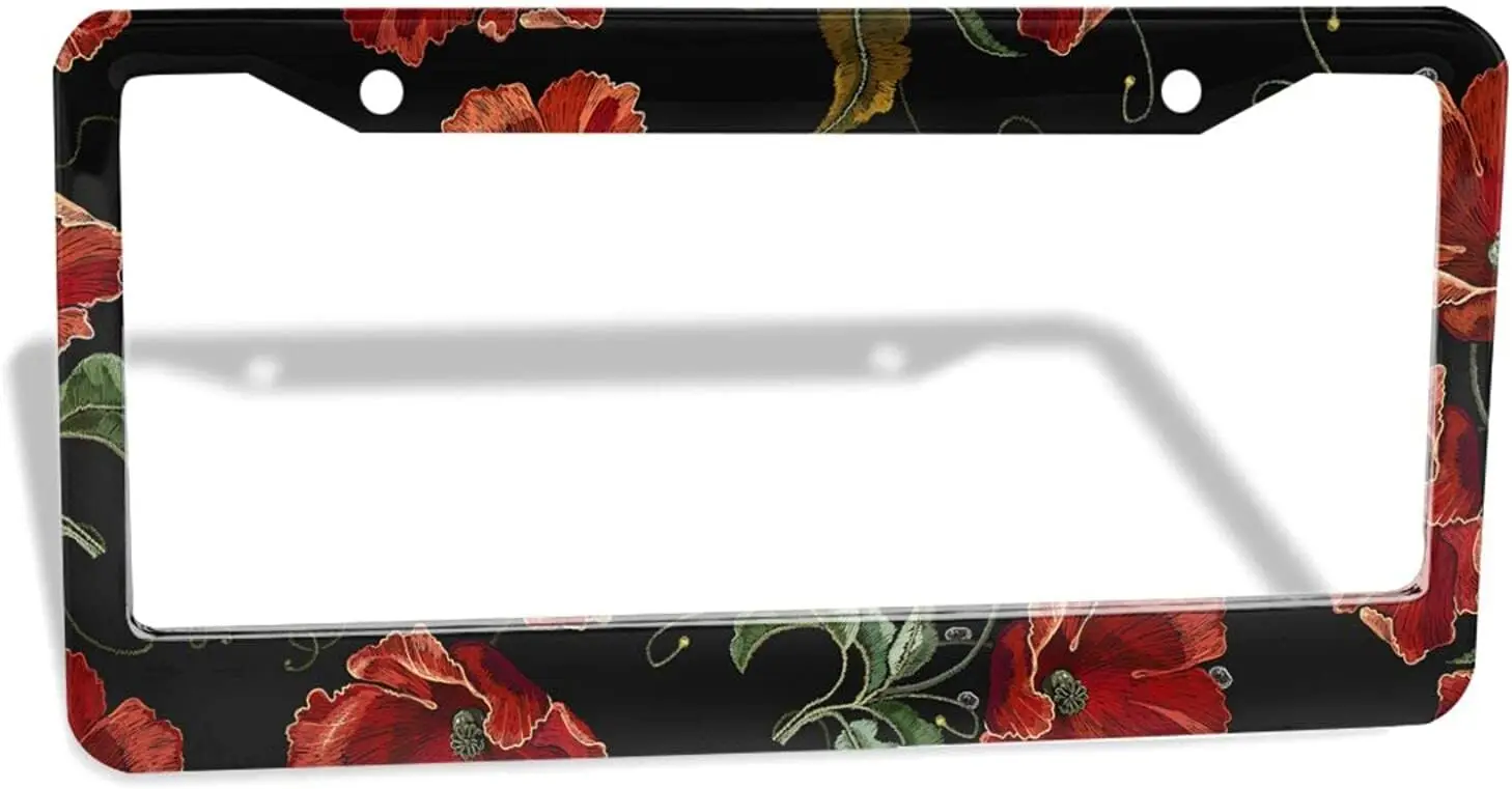 Beautiful Red Poppies Flowers License Plate Frame Renaissance Spring Style Blooming Floral Black Metal License Plate Cover Front
Beautiful Red Poppies Flowers License Plate Frame Renaissance Spring Style Blooming Floral Black Metal License Plate Cover Front