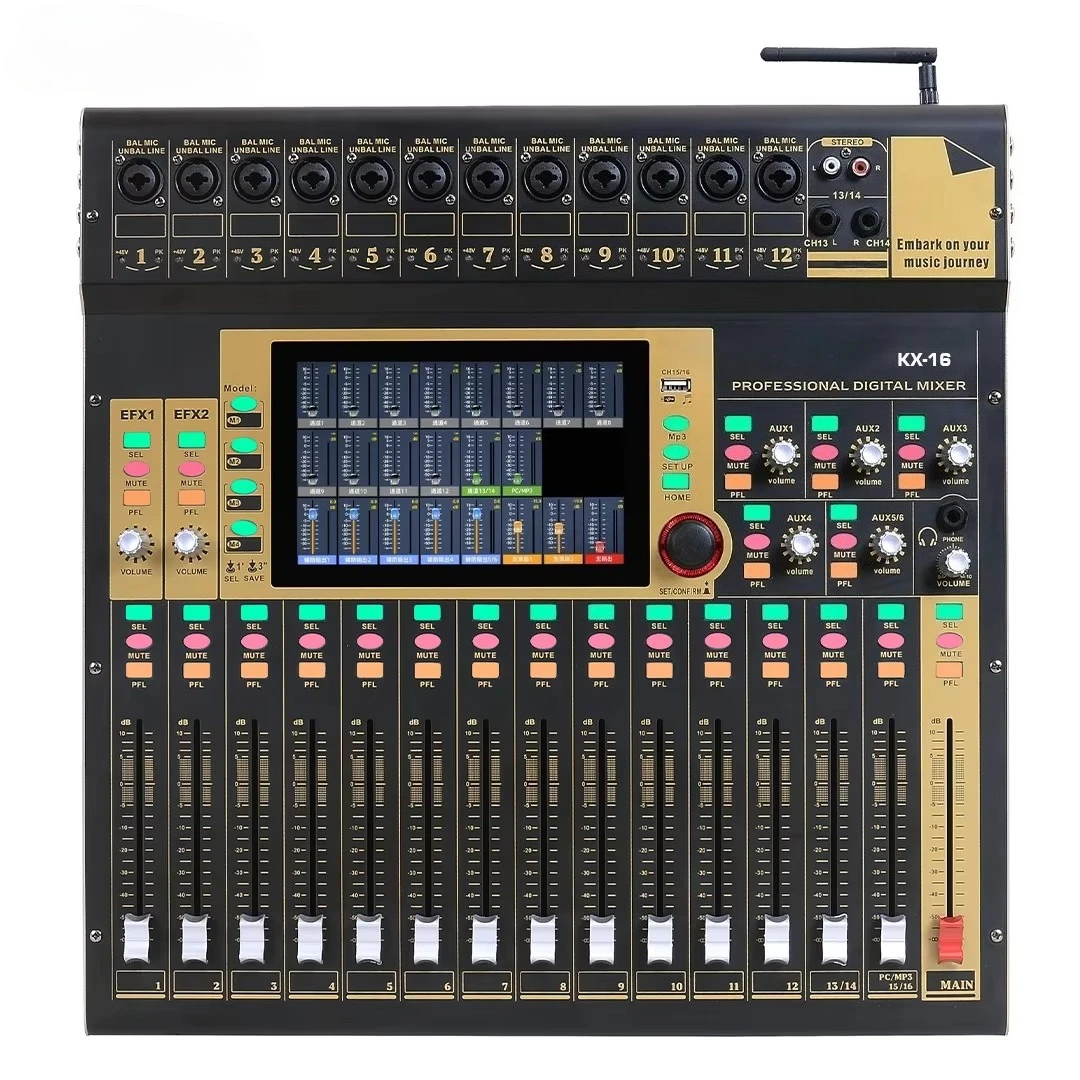 16 Channel WIFI Professional Digital Mixer Remote Control Mixing Console 16 DSP Sound Mixer Console With 7 Inch Touchscreen