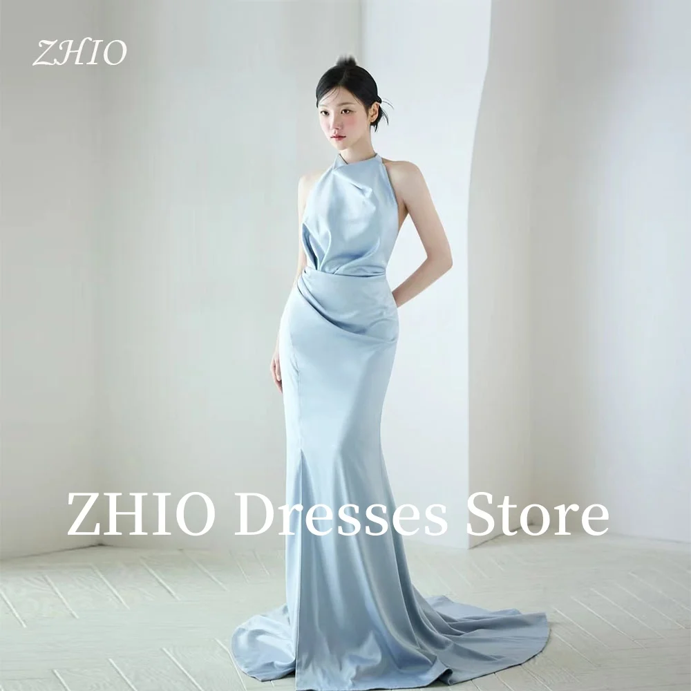 ZHIO Elegant Blue Wedding Party Dress Mermaid Halter Backless Sweep Train Evening Dresses Party Gown Korea Photo Shoot Customize
ZHIO Elegant Blue Wedding Party Dress Mermaid Halter Backless Sweep Train Evening Dresses Party Gown Korea Photo Shoot Customize