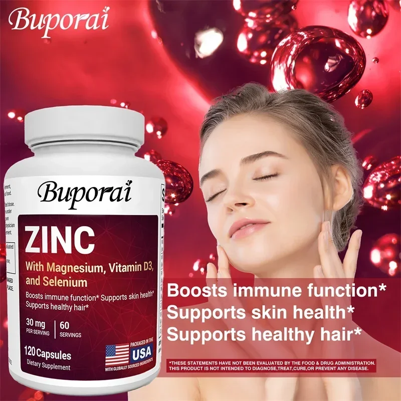 Zinc with Magnesium, Vitamin D3, Selenium - Hair and Nail Health, Boost Immunity, and Enhance Skin Vitality, Helps Improve Skin
Zinc with Magnesium, Vitamin D3, Selenium - Hair and Nail Health, Boost Immunity, and Enhance Skin Vitality, Helps Improve Skin