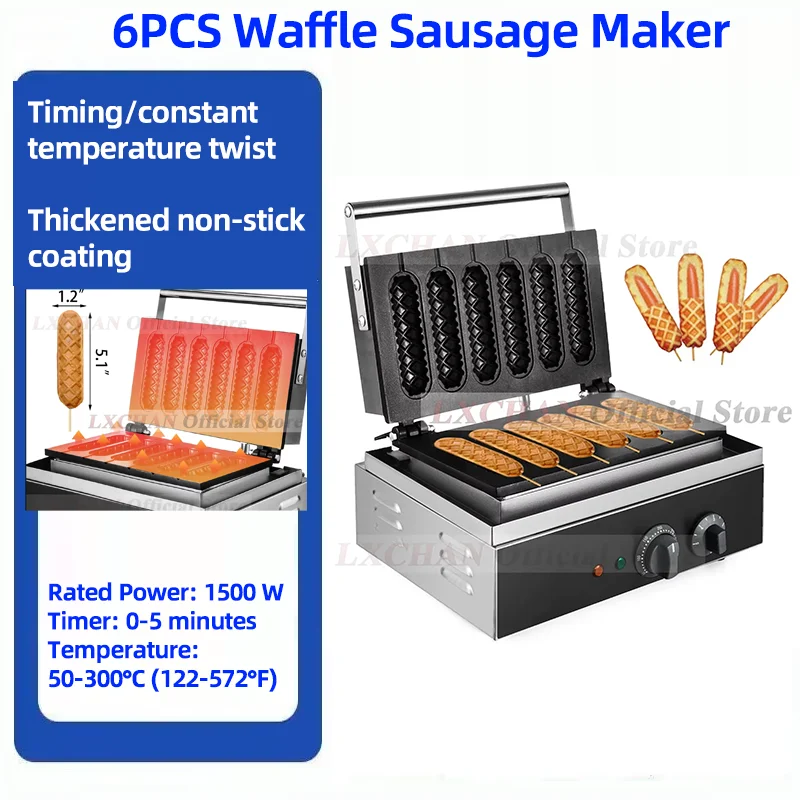 LX 6PCS Electric Waffle Sausage Maker Non-Stick Lolly Stick Muffin Crispy French Corn Hot Dog Machine Kitchen Home
LX 6PCS Electric Waffle Sausage Maker Non-Stick Lolly Stick Muffin Crispy French Corn Hot Dog Machine Kitchen Home