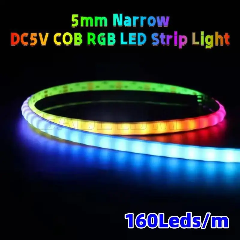 Узкая светодиодная лента DC5V COB RGB, 5 мм, 160 светодиодов/м, гибкая, Smart Dream Color для внутреннего домашнего красочного декора 2811IC SPI1838
Узкая светодиодная лента DC5V COB RGB, 5 мм, 160 светодиодов/м, гибкая, Smart Dream Color для внутреннего домашнего красочного декора 2811IC SPI1838