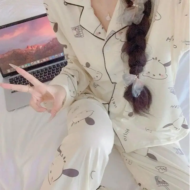 Sanrio Pochacco Women's Pajamas Sets Cuteore Cartoon Spring Autumn Sleepwear Long Sleeve Pant Nightwear Student Home Clothes New
Sanrio Pochacco Women's Pajamas Sets Cuteore Cartoon Spring Autumn Sleepwear Long Sleeve Pant Nightwear Student Home Clothes New