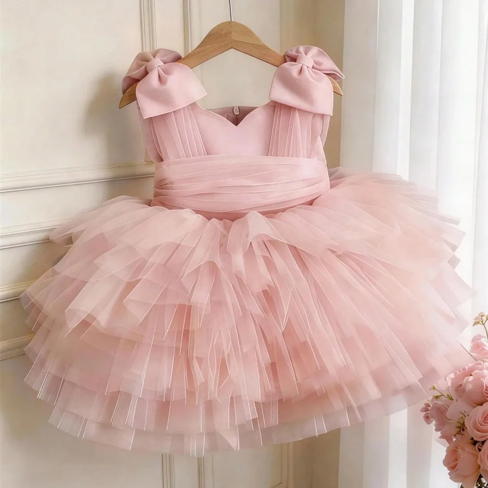 Toddler Girls V Neck Tulle Layered Tutu Dress Big Shoulder Bow Pleated Waist Soft Chiffon Puffy Skirt Baby Princess Party Gown
Toddler Girls V Neck Tulle Layered Tutu Dress Big Shoulder Bow Pleated Waist Soft Chiffon Puffy Skirt Baby Princess Party Gown