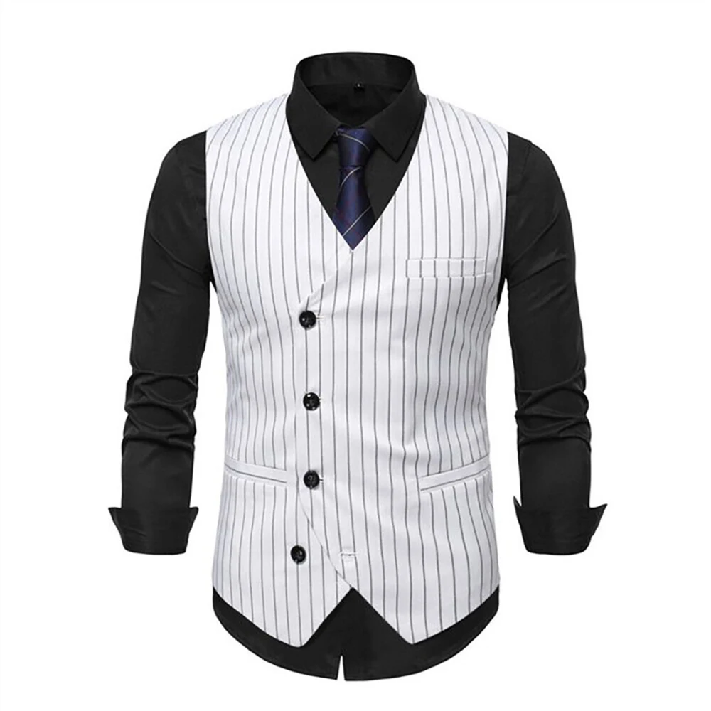 Male Clothes Single Breasted Vests for Men Sleeveless Jacket V-Neck Suit Waistcoat Summer Stripe Slim Business Suits Blazer
Male Clothes Single Breasted Vests for Men Sleeveless Jacket V-Neck Suit Waistcoat Summer Stripe Slim Business Suits Blazer
