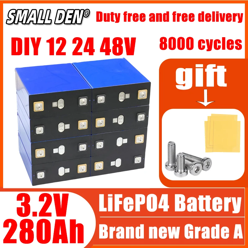 New 3.2V 280Ah Grade A 8000 cycle Lifepo4 Battery Lithium iron phosphate Rechargeable Cell For DIY 12V 24V RV Solar Camping
New 3.2V 280Ah Grade A 8000 cycle Lifepo4 Battery Lithium iron phosphate Rechargeable Cell For DIY 12V 24V RV Solar Camping