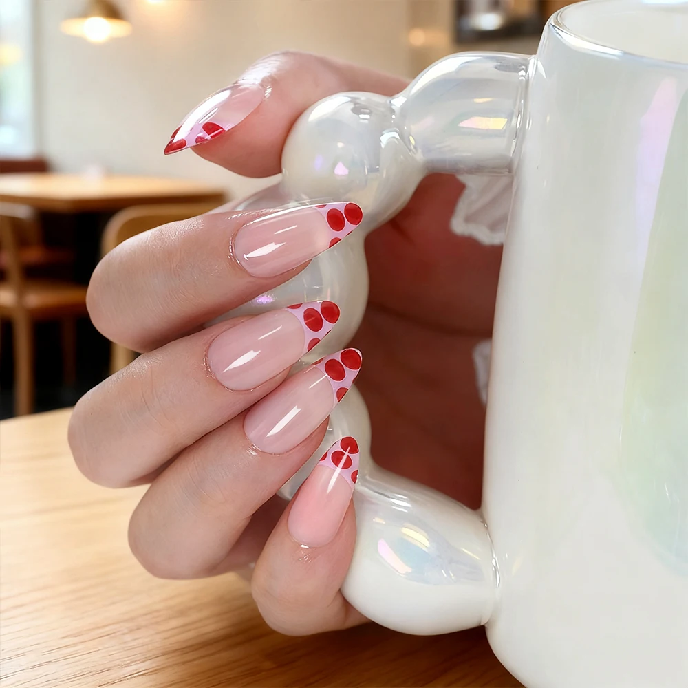 24Pcs French Medium Almond False Nails Acrylic Leopard Print Wearable Press on Nails Red/Black Polka Dot Full Cover Fake Nails
24Pcs French Medium Almond False Nails Acrylic Leopard Print Wearable Press on Nails Red/Black Polka Dot Full Cover Fake Nails