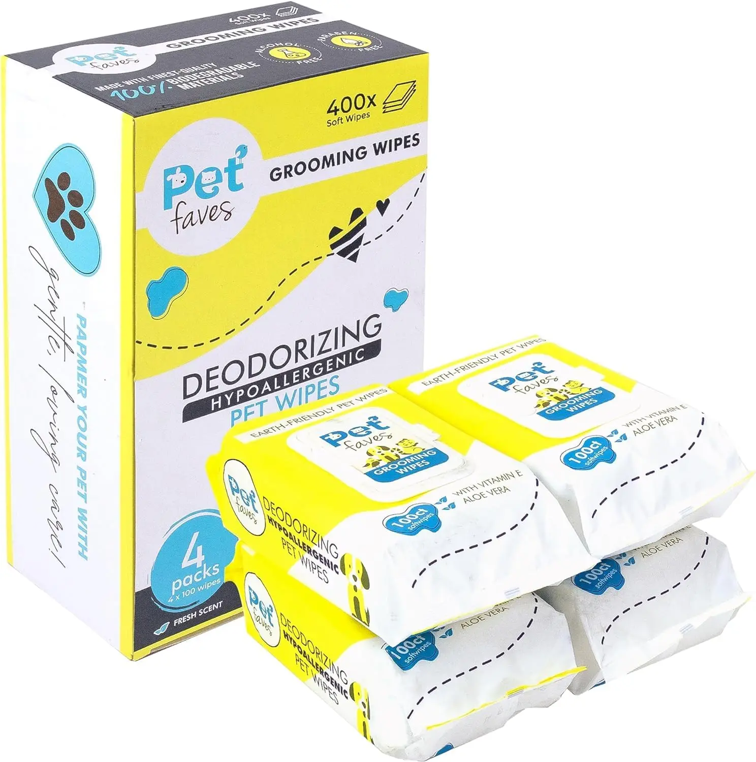 Natural Plant-Based Pet Wipes for Cleaning & Deodorizing, Hypoallergenic, 400 Count
Natural Plant-Based Pet Wipes for Cleaning & Deodorizing, Hypoallergenic, 400 Count