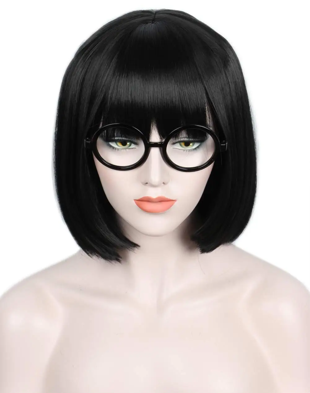 Short Black Bob Fluffy Wig Halloween Cosplay Costume Wig for Women with Glasses Frames
Short Black Bob Fluffy Wig Halloween Cosplay Costume Wig for Women with Glasses Frames