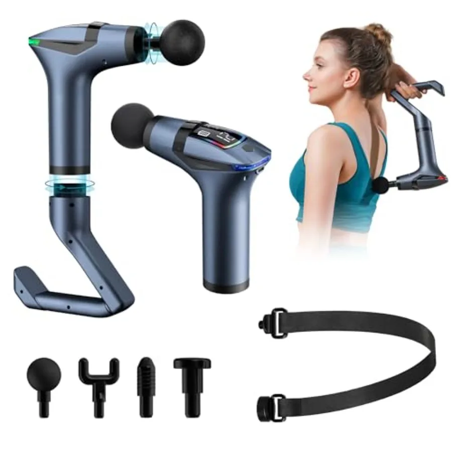 3-In-1 Massage Gun Extended Handle and Belt with 12 Speed Levels and 4 Replaceable Heads for Athletes Gym Recovery and Seniors
3-In-1 Massage Gun Extended Handle and Belt with 12 Speed Levels and 4 Replaceable Heads for Athletes Gym Recovery and Seniors