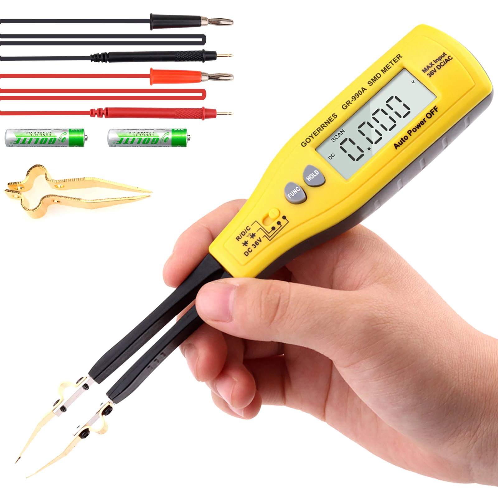 Auto SMD Tester Resistance Capacitance Diode Zener LED Continuity DC Voltage for PCB Repair Component Test Technician
Auto SMD Tester Resistance Capacitance Diode Zener LED Continuity DC Voltage for PCB Repair Component Test Technician