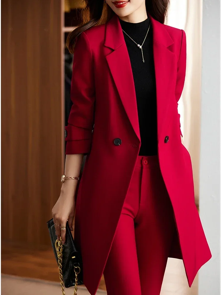 Women 2 Piece Blazer Set Red Blue Black Solid Long Formal Female Office Ladies Jacket and Trouser Work Business Wear Pant Suit
Women 2 Piece Blazer Set Red Blue Black Solid Long Formal Female Office Ladies Jacket and Trouser Work Business Wear Pant Suit