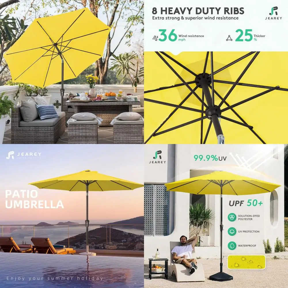 Зонт для патио 9 футов с кнопочным механизмом наклона и ручкой, 8 спиц, защита от УФ-излучения, водонепроницаемый, для сада, террасы, двора, бассейна - Ye
Зонт для патио 9 футов с кнопочным механизмом наклона и ручкой, 8 спиц, защита от УФ-излучения, водонепроницаемый, для сада, террасы, двора, бассейна - Ye