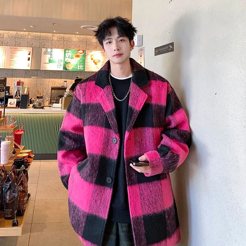 Korean Sle Plaid Woolen Men's Mid-Length Windbreaker Suit Collar Small Fraance Sle Winter Outerwear Trendy Top
Korean Sle Plaid Woolen Men's Mid-Length Windbreaker Suit Collar Small Fraance Sle Winter Outerwear Trendy Top