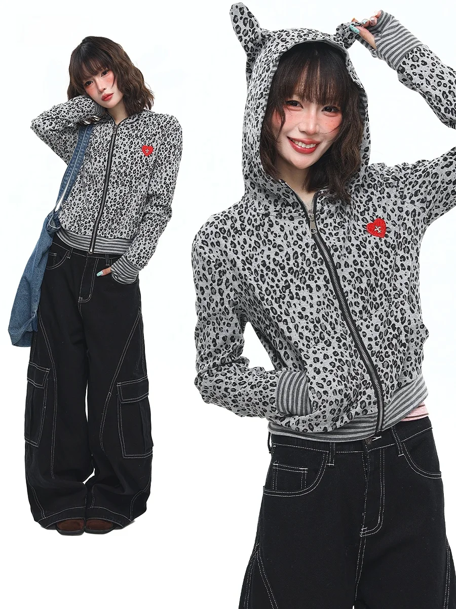 Sanowers Devil Ears Hoodie Slim Fit Women's Spring Autumn ort Jaet Leopard Print Sexy Girl Casual Breathable Long Sve
Sanowers Devil Ears Hoodie Slim Fit Women's Spring Autumn ort Jaet Leopard Print Sexy Girl Casual Breathable Long Sve