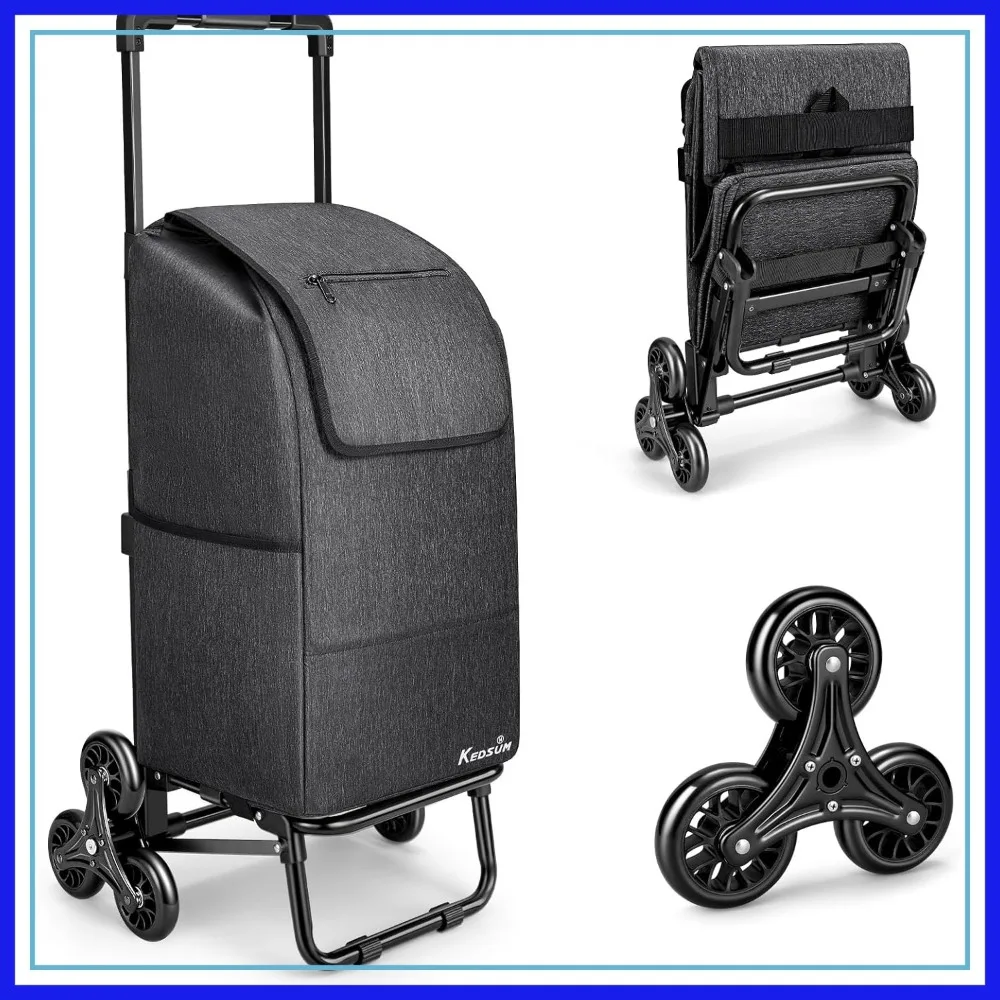 2 in 1 Grocery Cart on Wheels for Stairs, 60L/300LBS Shopping Cart, Stair Climbing with Removable Waterproof Bag, Folding
2 in 1 Grocery Cart on Wheels for Stairs, 60L/300LBS Shopping Cart, Stair Climbing with Removable Waterproof Bag, Folding