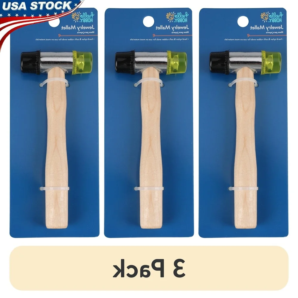 3 Pack Jewelry Mallet Wooden Handle Non Marring Rubber Head Ideal Metal Shaping Flattening Crafting Tools
3 Pack Jewelry Mallet Wooden Handle Non Marring Rubber Head Ideal Metal Shaping Flattening Crafting Tools