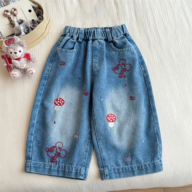 Disney Girls' Jeans Cute Cartoon Embroidered Kids Wide Leg Pants Spring Autumn Patchwork Mickey Casual Children's Trousers
Disney Girls' Jeans Cute Cartoon Embroidered Kids Wide Leg Pants Spring Autumn Patchwork Mickey Casual Children's Trousers